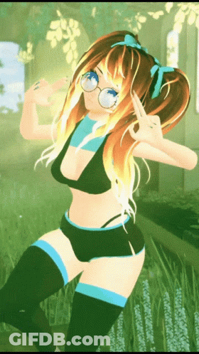 A Girl With Glasses And A Blue Bow On Her Hair Giving The Middle Finger GIF