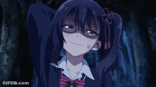 A Girl With Glasses And A Bow On Her Hair Is Making An Angry Face GIF