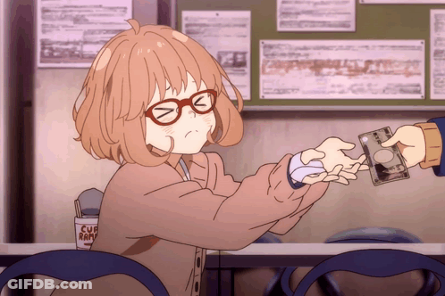 A Girl With Glasses And A Cup Of Ramen In Her Hand GIF
