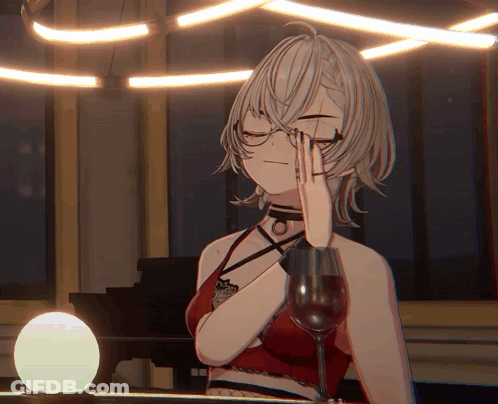 A Girl With Glasses Holds A Glass Of Wine GIF