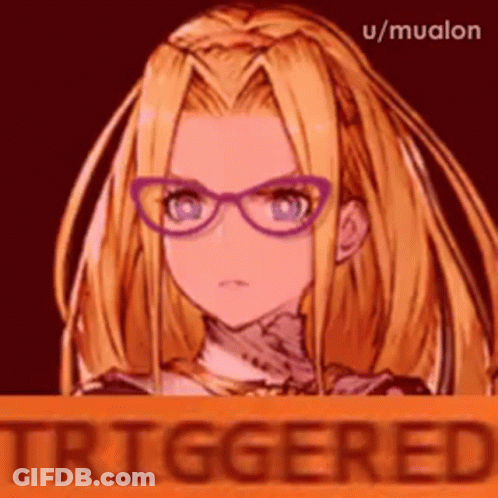 A Girl With Glasses Is Standing Behind A Sign That Says Triggered . GIF