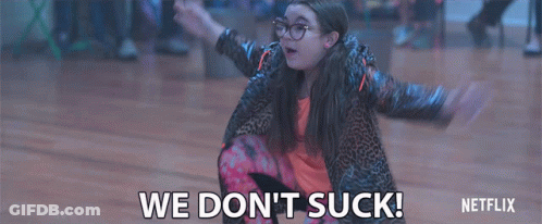 A Girl With Glasses Says We Don 'T Suck In A Netflix Ad GIF