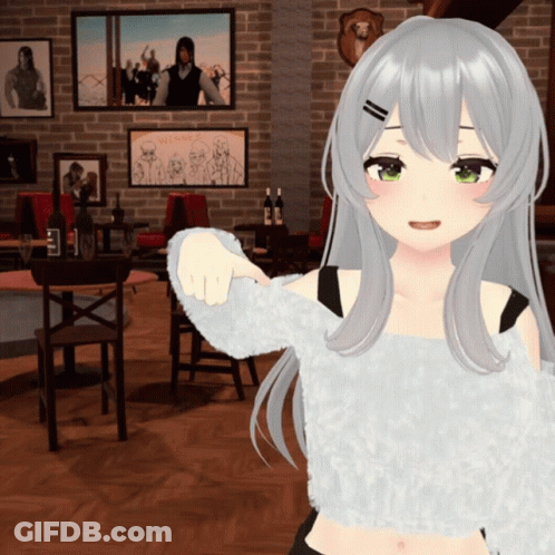 A Girl With Gray Hair Is Giving A Thumbs Up Sign GIF