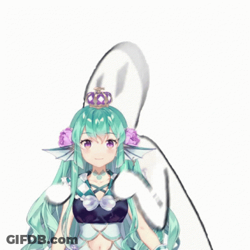 A Girl With Green Hair And A Crown On Her Head GIF
