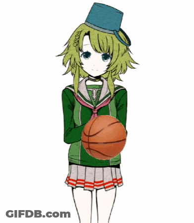 Girl With Green Hair Holding Basketball And Top Hat GIF
