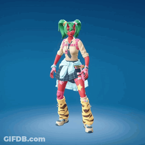 A Girl With Green Hair Is Wearing A School Uniform GIF