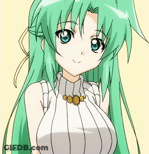 A Girl With Green Hair Is Wearing A White Sweater And Necklace GIF