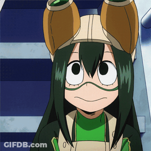 A Girl With Green Hair Wearing A Frog Hat GIF