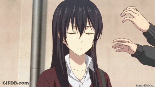 A Girl With Her Eyes Closed Is Being Touched By Another Person 'S Hand And The Caption Says " Omake 24 Anime " GIF