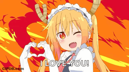 A Girl With Horns Is Making A Heart Shape With Her Hands And Says I Love You ! GIF