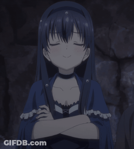 A Girl With Long Black Hair And A Choker On Her Neck GIF