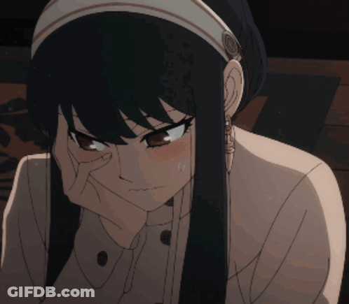 A Girl With Long Black Hair And A Headband On Her Head GIF