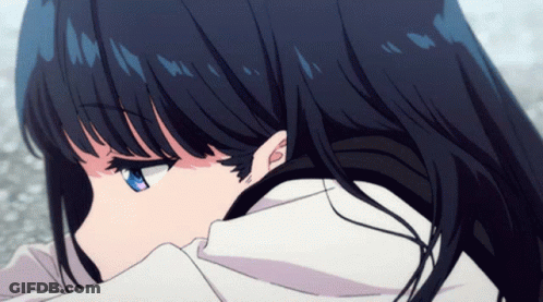 A Girl With Long Black Hair And Blue Eyes GIF