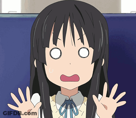 A Girl With Long Black Hair Is Making A Surprised Face With Her Hands Outstretched GIF