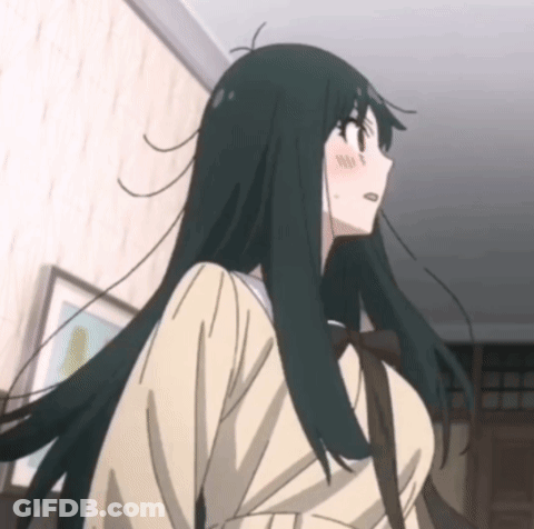 A Girl With Long Black Hair Is Wearing A School Uniform GIF