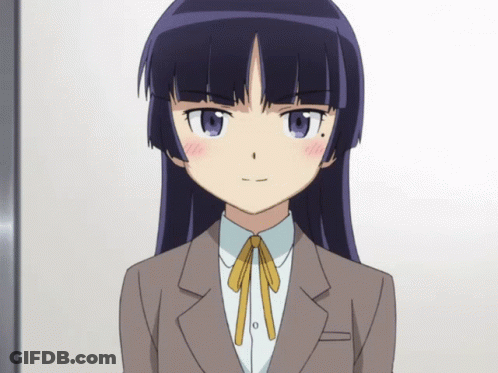 A Girl With Long Black Hair Is Wearing A Suit GIF