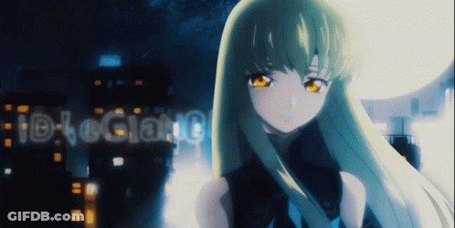 A Girl With Long Blonde Hair Is Standing In Front Of A Sign That Says Id-Legianc GIF