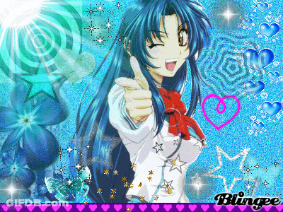 A Girl With Long Blue Hair Is Giving A Thumbs Up Sign GIF
