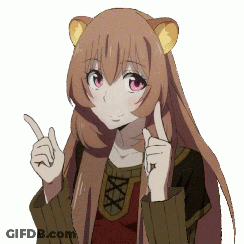 A Girl With Long Brown Hair And A Bear Ear Pointing Up GIF