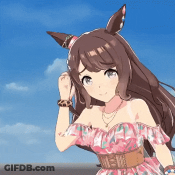 A Girl With Long Brown Hair Is Wearing A Pink Dress And A Brown Belt . GIF