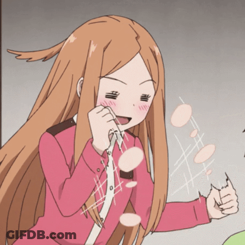 A Girl With Long Brown Hair Is Wearing A Pink Jacket And Making A Funny Face GIF