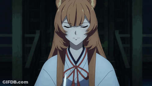 A Girl With Long Hair And Ears Is Holding A Sword GIF