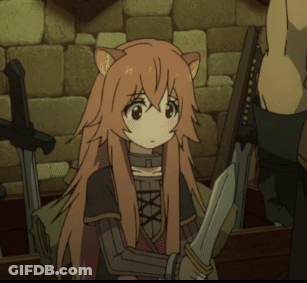 A Girl With Long Hair Is Holding A Large Sword GIF