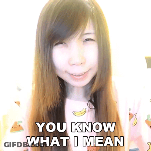 A Girl With Long Hair Is Making A Funny Face And Says " You Know What I Mean " GIF