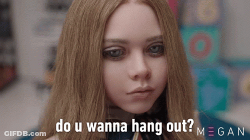 A Girl With Long Hair Says Do U Wanna Hang Out Megan GIF