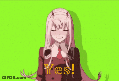 A Girl With Long Pink Hair Is Saying Yes GIF