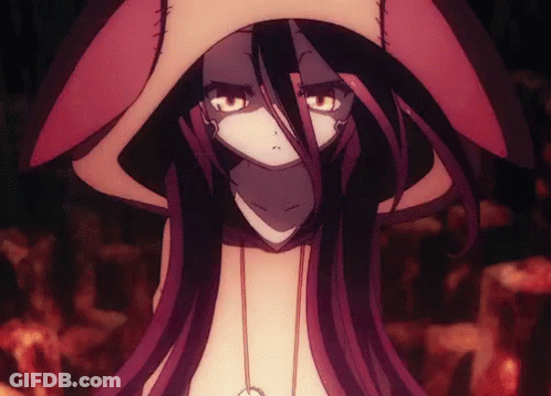 A Girl With Long Purple Hair And A White Hat GIF