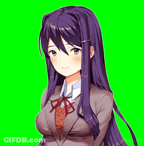A Girl With Long Purple Hair Is Wearing A School Uniform GIF