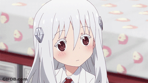 A Girl With Long White Hair And A Diamond In Her Hair GIF