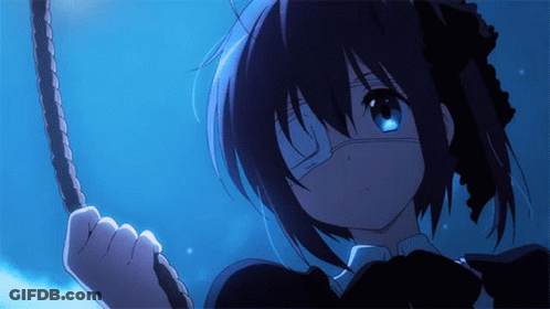 A Girl With One Eye Holds A Rope In Her Hand GIF