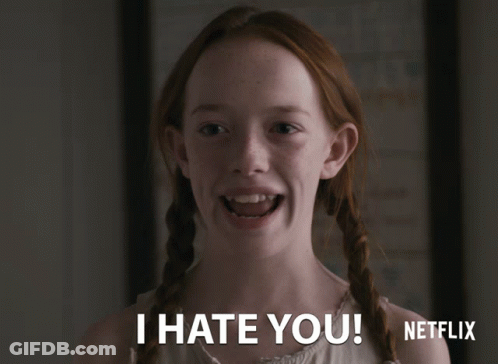 A Girl With Pigtails Says " I Hate You " GIF