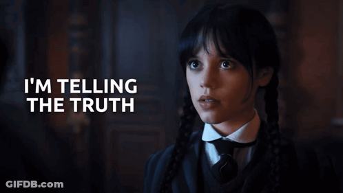 A Girl With Pigtails Says " I 'M Telling The Truth " In A Dark Room GIF