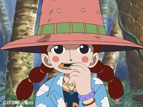 A Girl With Pigtails Wearing A Pink Hat And A Blue Shirt With The Letter R On It GIF