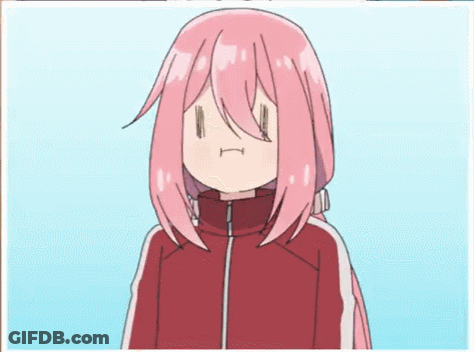 A Girl With Pink Hair And A Red Jacket Is Making A Face . GIF