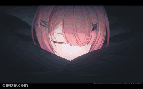 A Girl With Pink Hair And A Star In Her Hair GIF