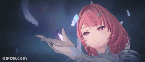 A Girl With Pink Hair And A Star In Her Hair GIF