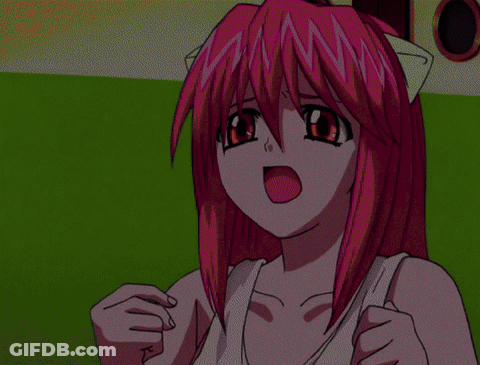 A Girl With Pink Hair And A White Tank Top Is Screaming GIF