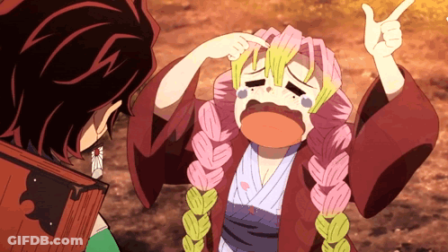 A Girl With Pink Hair And Braids Is Pointing At Another Girl GIF