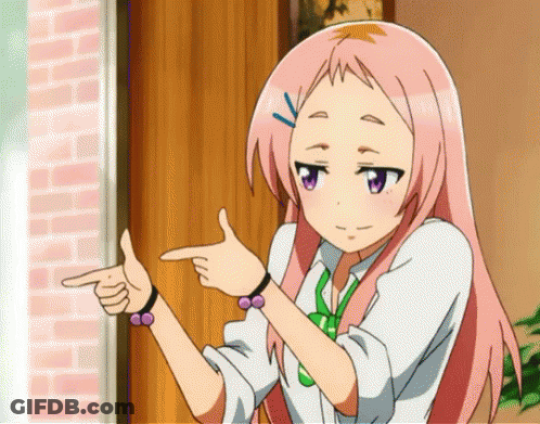 A Girl With Pink Hair And Purple Eyes Is Giving A Thumbs Up GIF