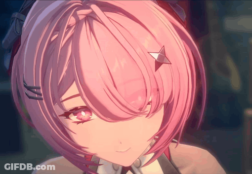 A Girl With Pink Hair Has A Star On Her Head GIF