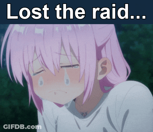 A Girl With Pink Hair Is Crying With The Words Lost The Raid Behind Her GIF