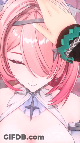 A Girl With Pink Hair Is Getting Her Hair Cut By A Person GIF