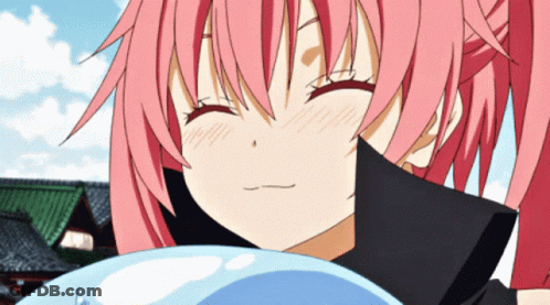 A Girl With Pink Hair Is Holding A Blue Ball In Her Hand GIF