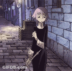 A Girl With Pink Hair Is Holding A Sword GIF