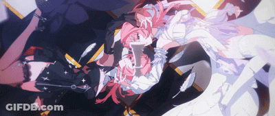 A Girl With Pink Hair Is Laying Down With A Man GIF