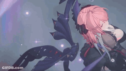 A Girl With Pink Hair Is Laying On The Ground GIF